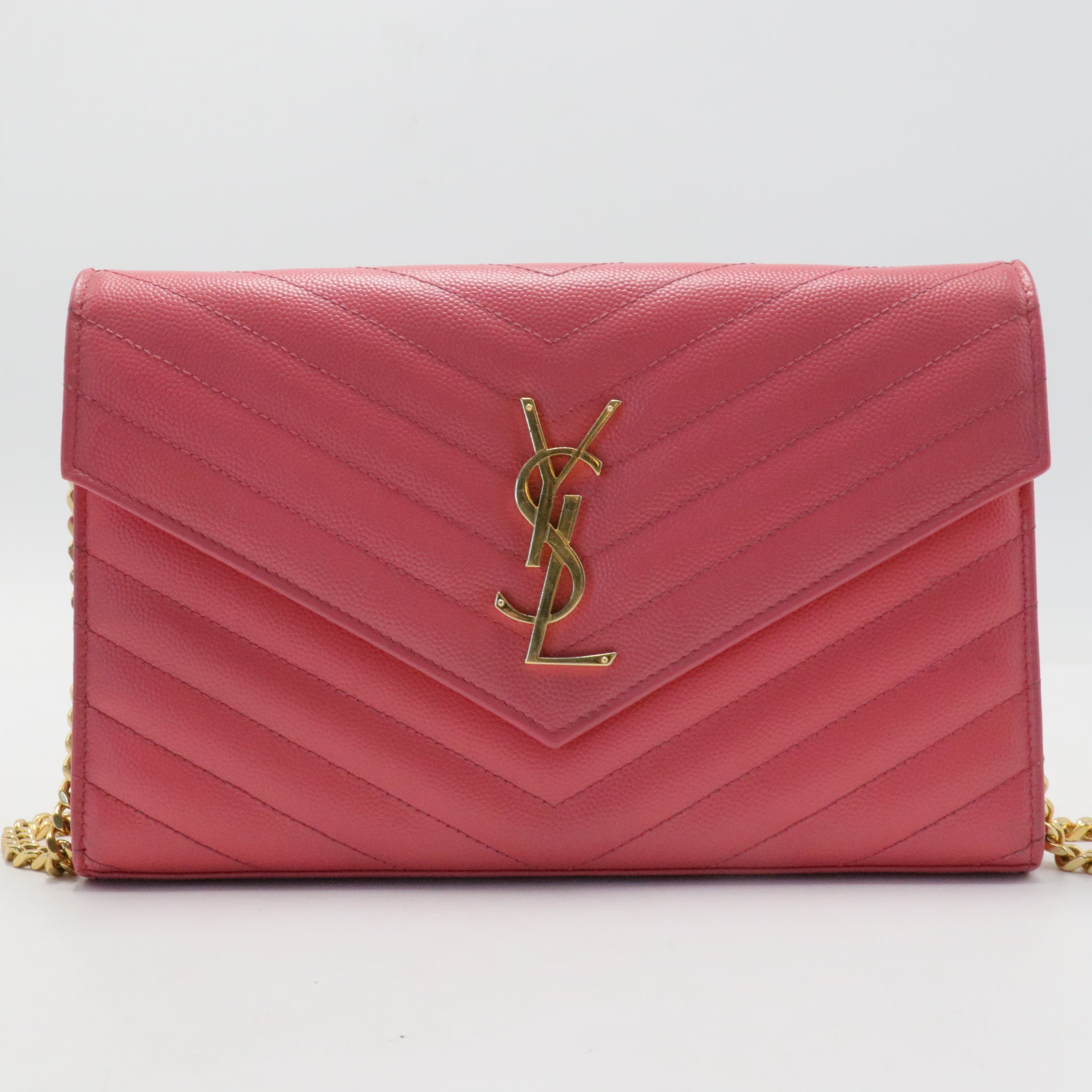 Grain De Poudre Matelasse Chevron Monogram Chain Wallet