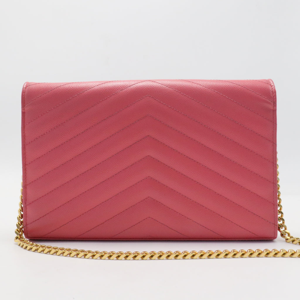 Grain De Poudre Matelasse Chevron Monogram Chain Wallet