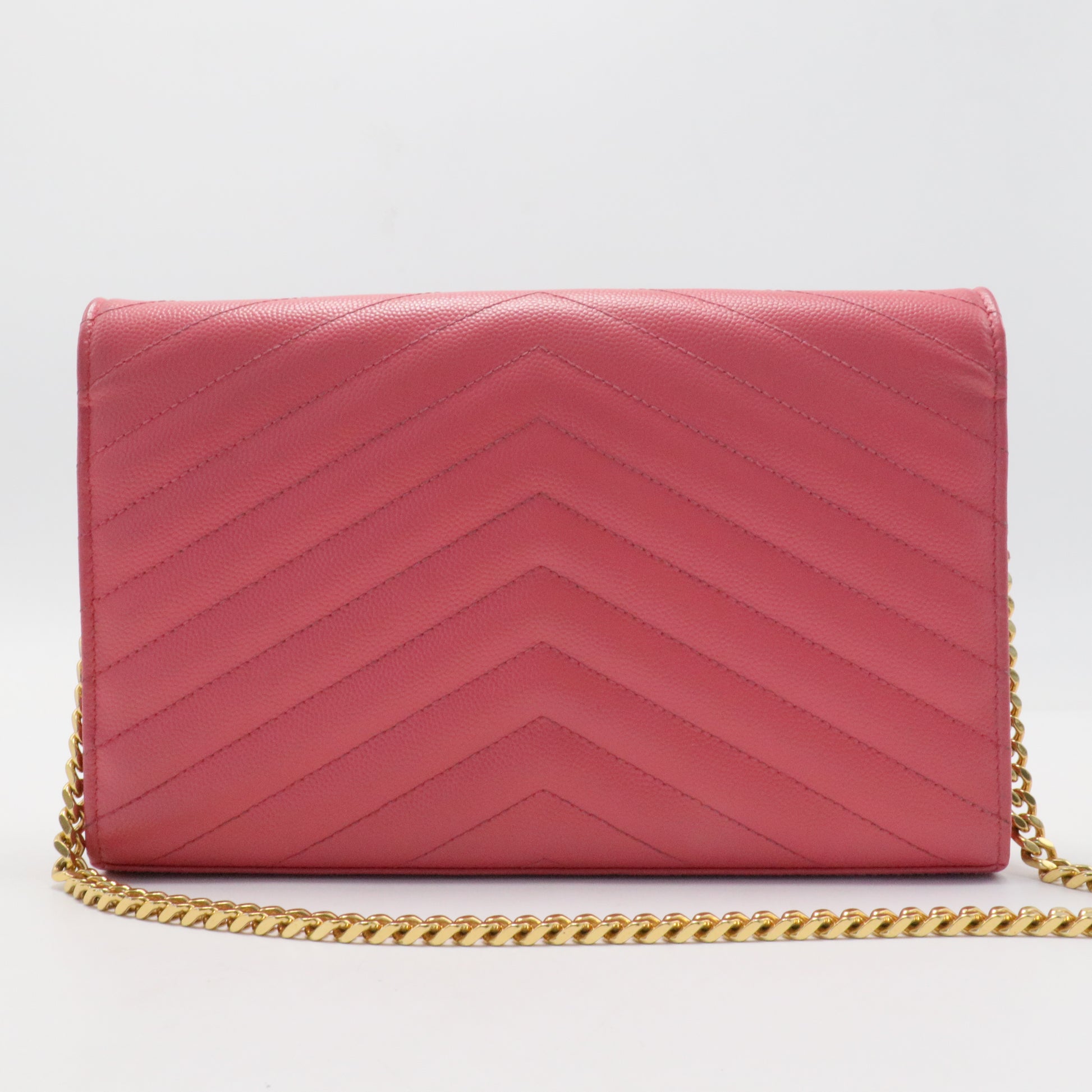 Grain De Poudre Matelasse Chevron Monogram Chain Wallet