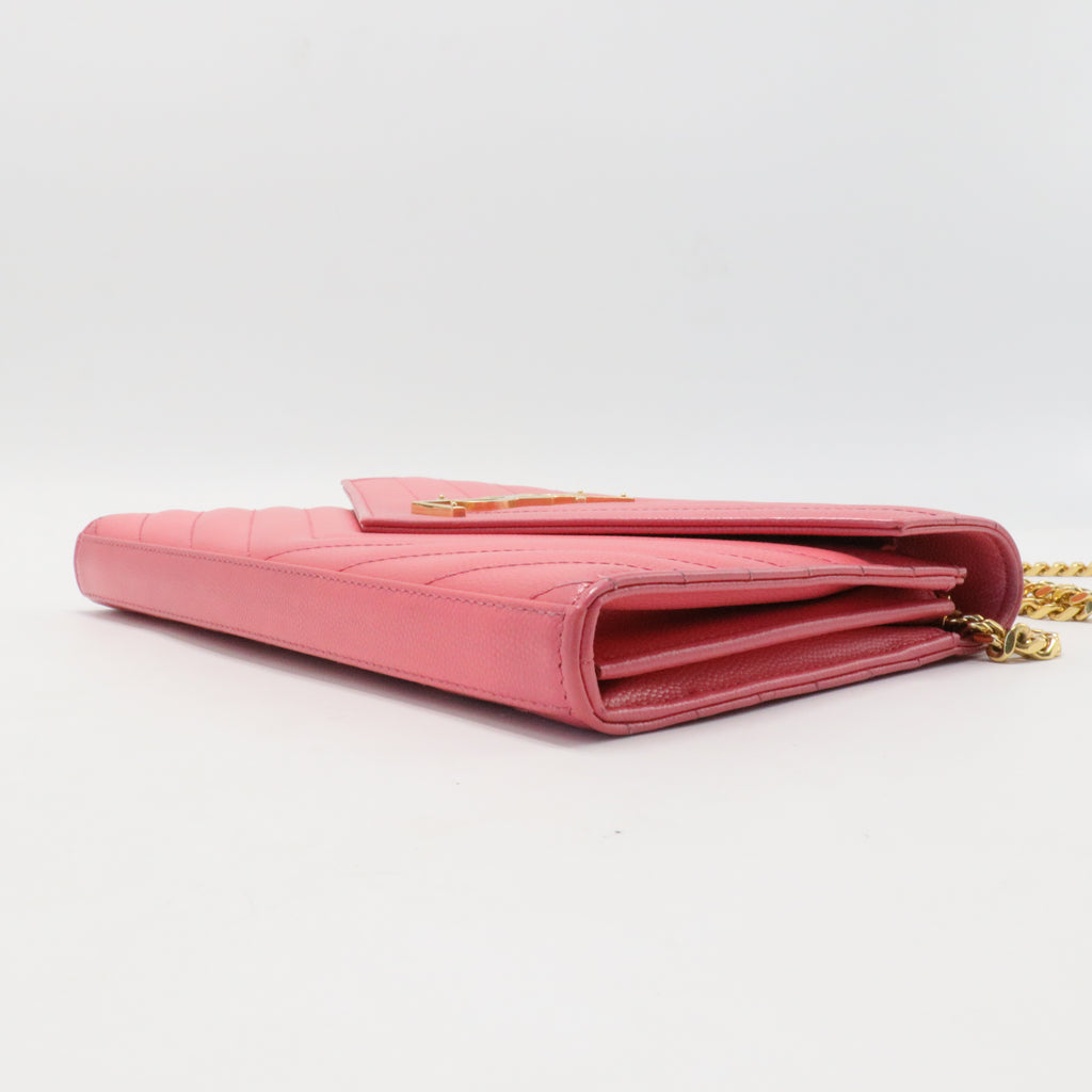 Grain De Poudre Matelasse Chevron Monogram Chain Wallet