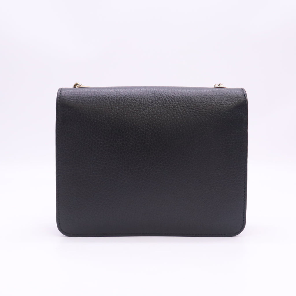 Dollar Calfskin Small Interlocking G Shoulder Bag Black B24186