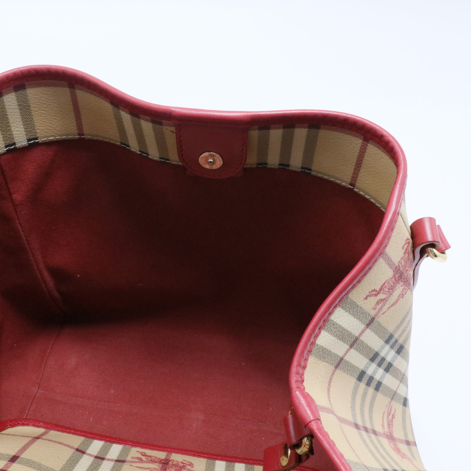 Red/Beige Haymarket Coated Canvas and Leather Canterbury Tote