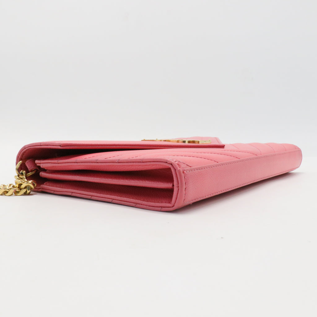 Grain De Poudre Matelasse Chevron Monogram Chain Wallet