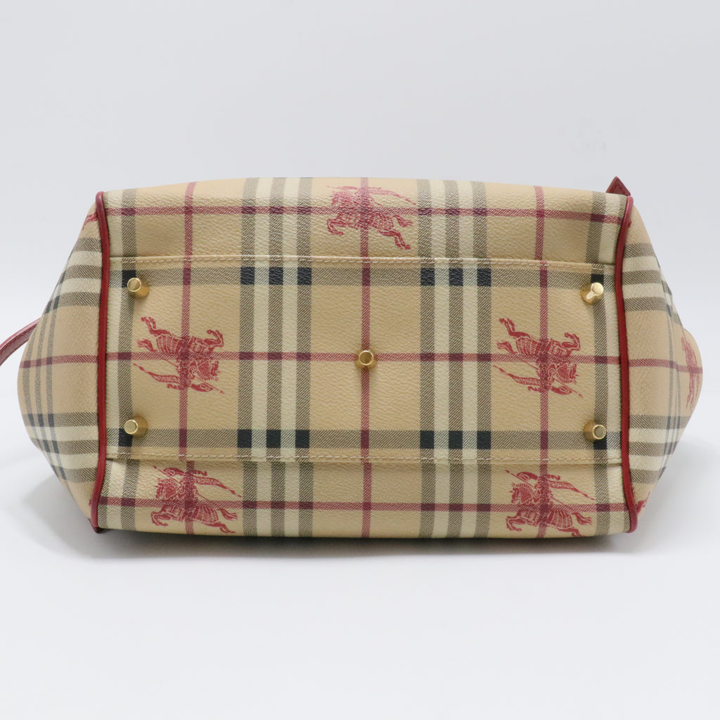 Red/Beige Haymarket Coated Canvas and Leather Canterbury Tote