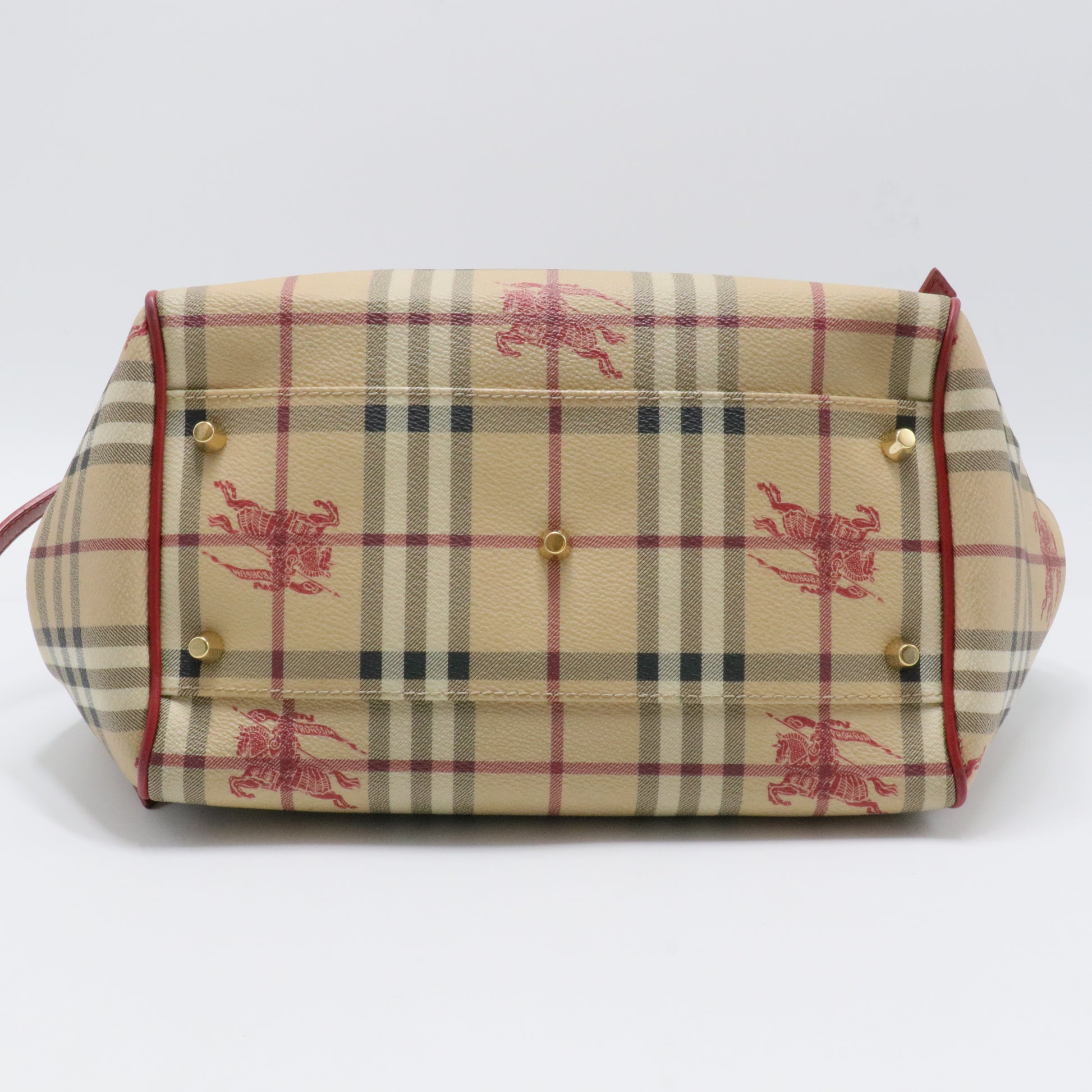 Red/Beige Haymarket Coated Canvas and Leather Canterbury Tote