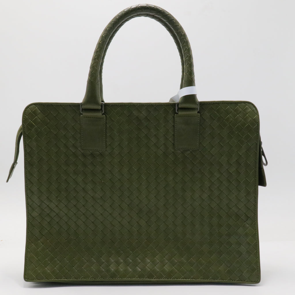 Bottega Veneta Dark Grey Intrecciato Leather Laptop Briefcase