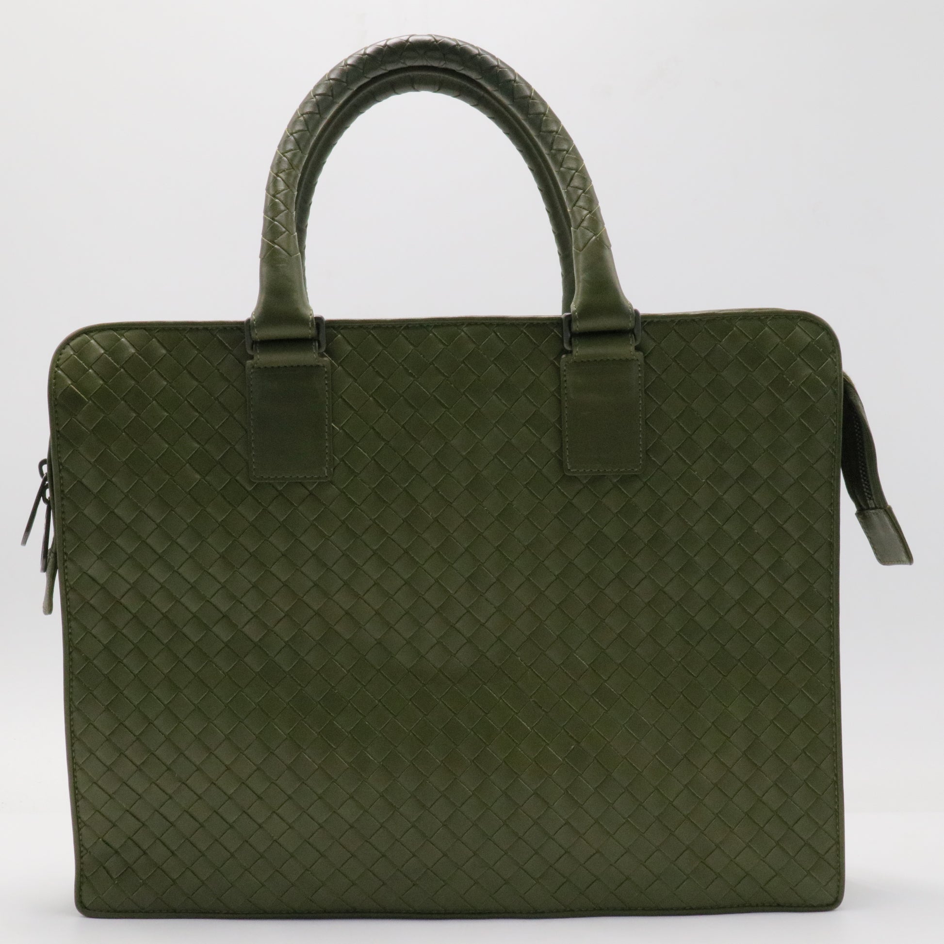 Bottega Veneta Dark Grey Intrecciato Leather Laptop Briefcase
