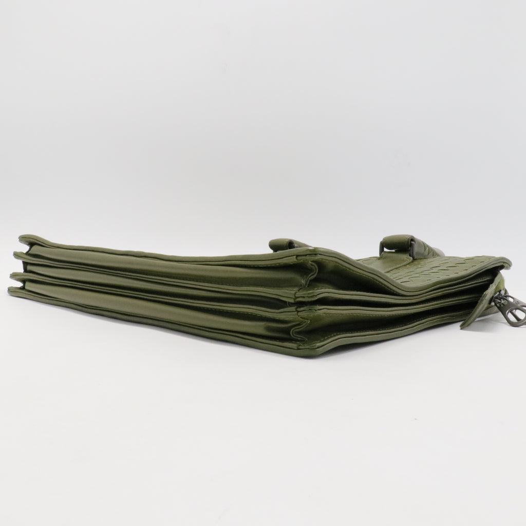 Bottega Veneta Dark Grey Intrecciato Leather Laptop Briefcase