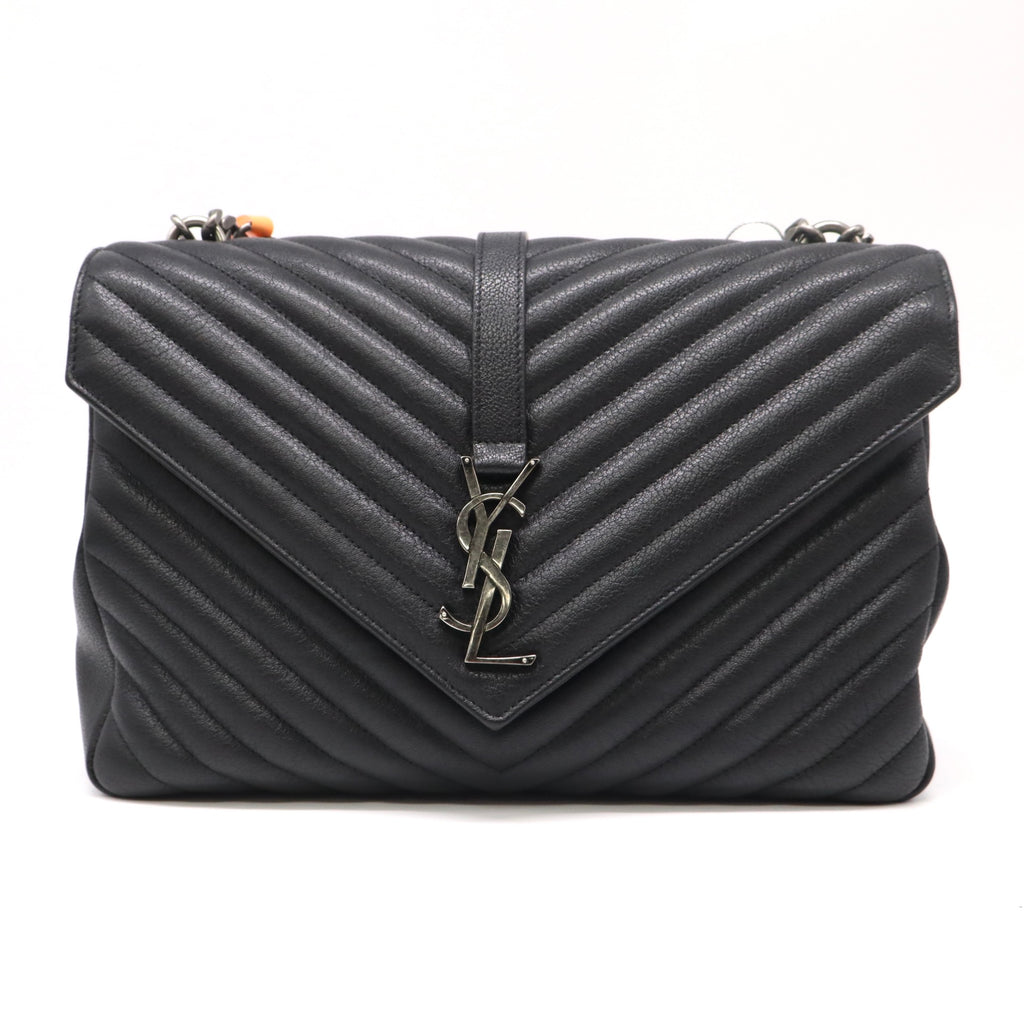 Saint Laurent College Large V-Quilted Leather Chain Shoulder Bag LDZ143