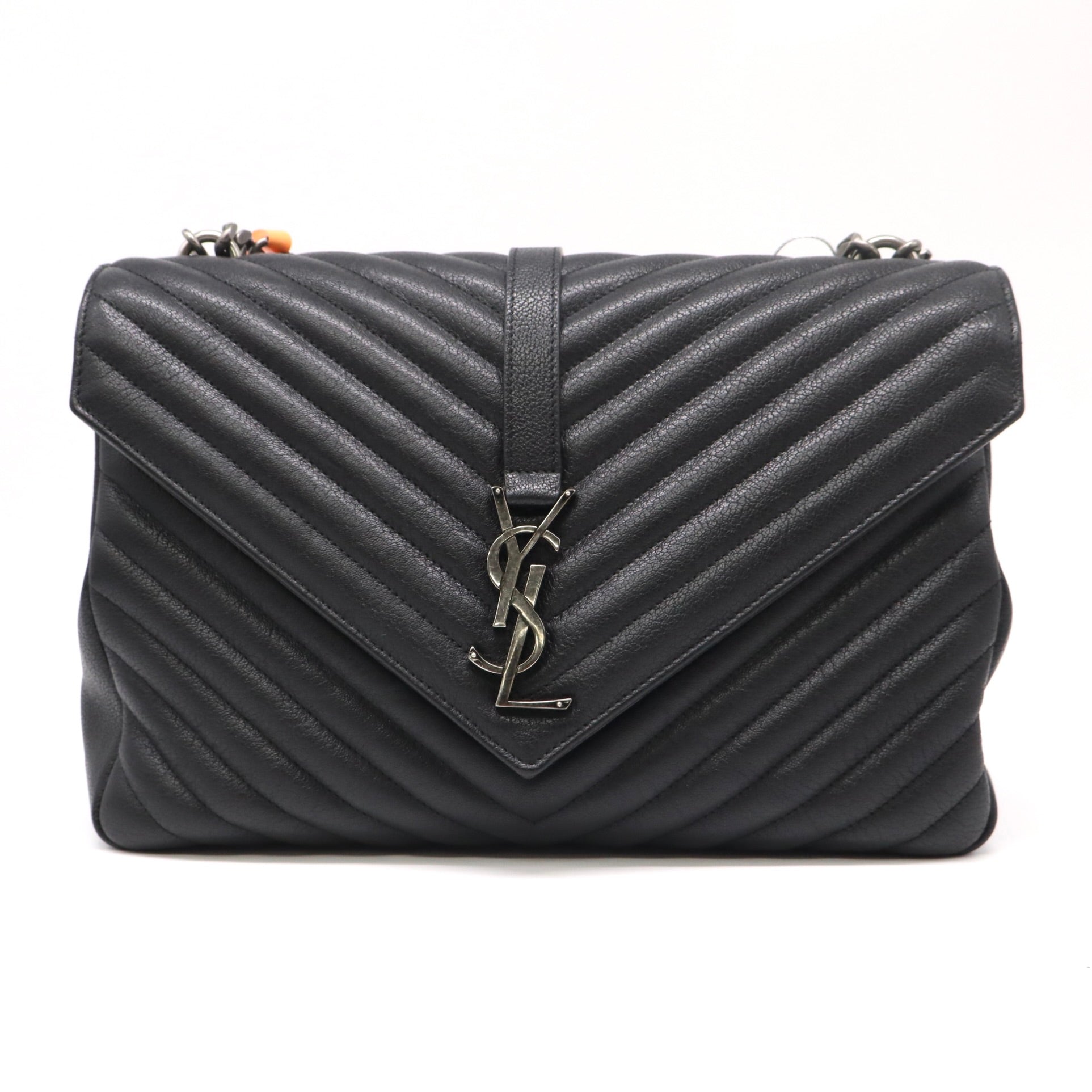 Saint Laurent College Large V-Quilted Leather Chain Shoulder Bag LDZ143