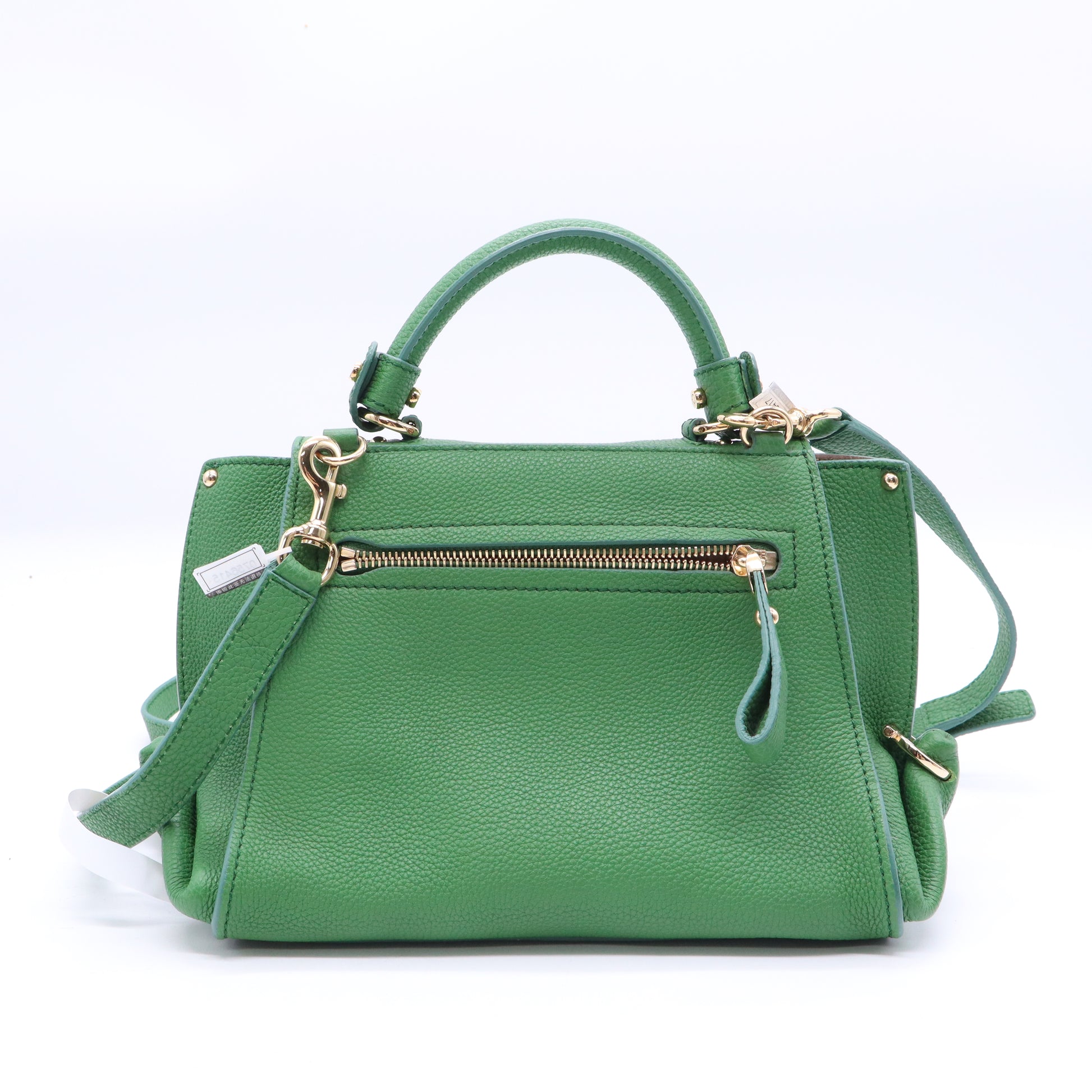 DarkGreen Pebbled Leather Satchel Bag Twins B21725