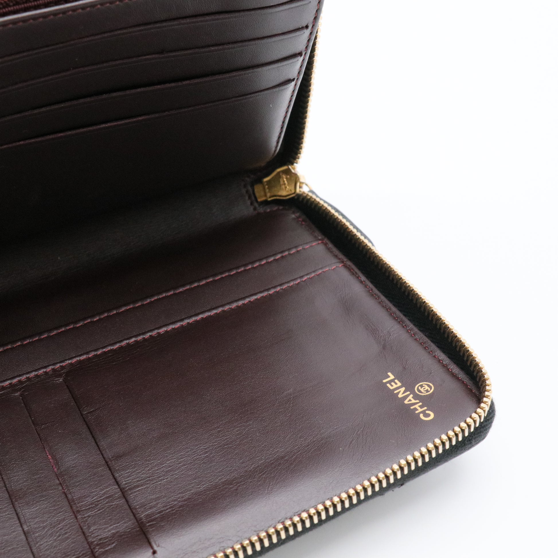 Caviar Quilted Large Zip Around Organizer Wallet Black