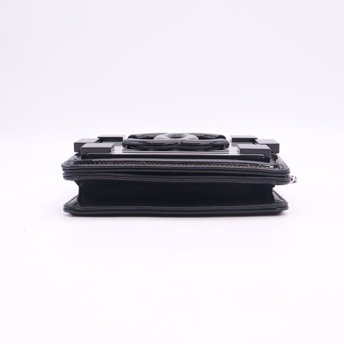 Plexiglass Patent Mini Striped Boy Brick Flap Black White B24347