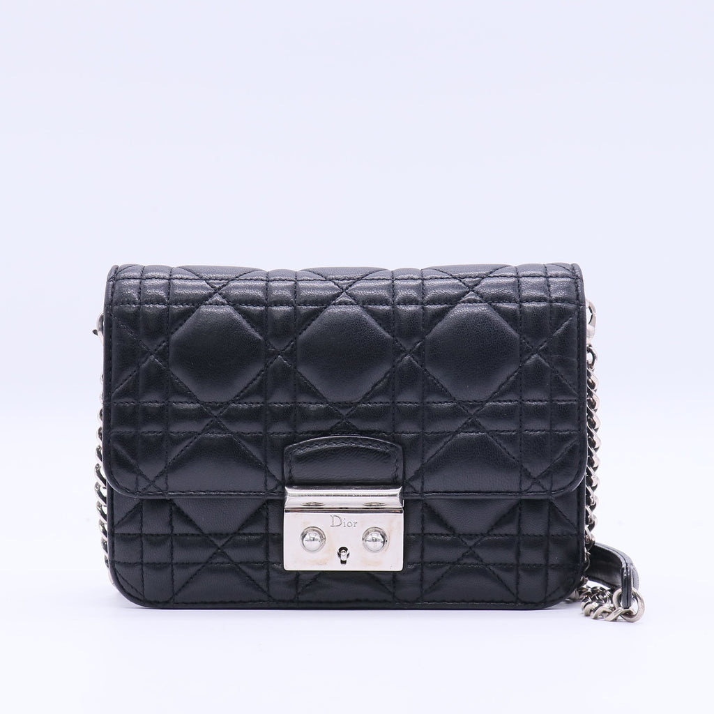 Miss Dior Long Chain Handbag Cannage Quilt Lambskin Mini Twins B21317