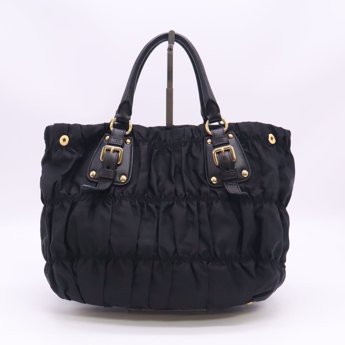 Prada Tessuto Gaufre Ruched Nylon Shopping Tote Bag B24368