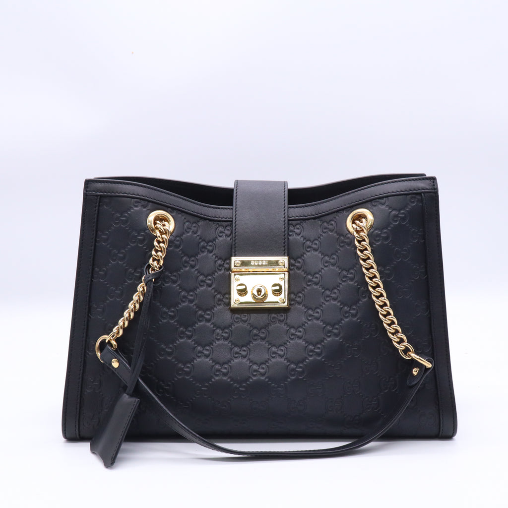Padlock Chain Tote Guccissima Leather Medium Twins B21350