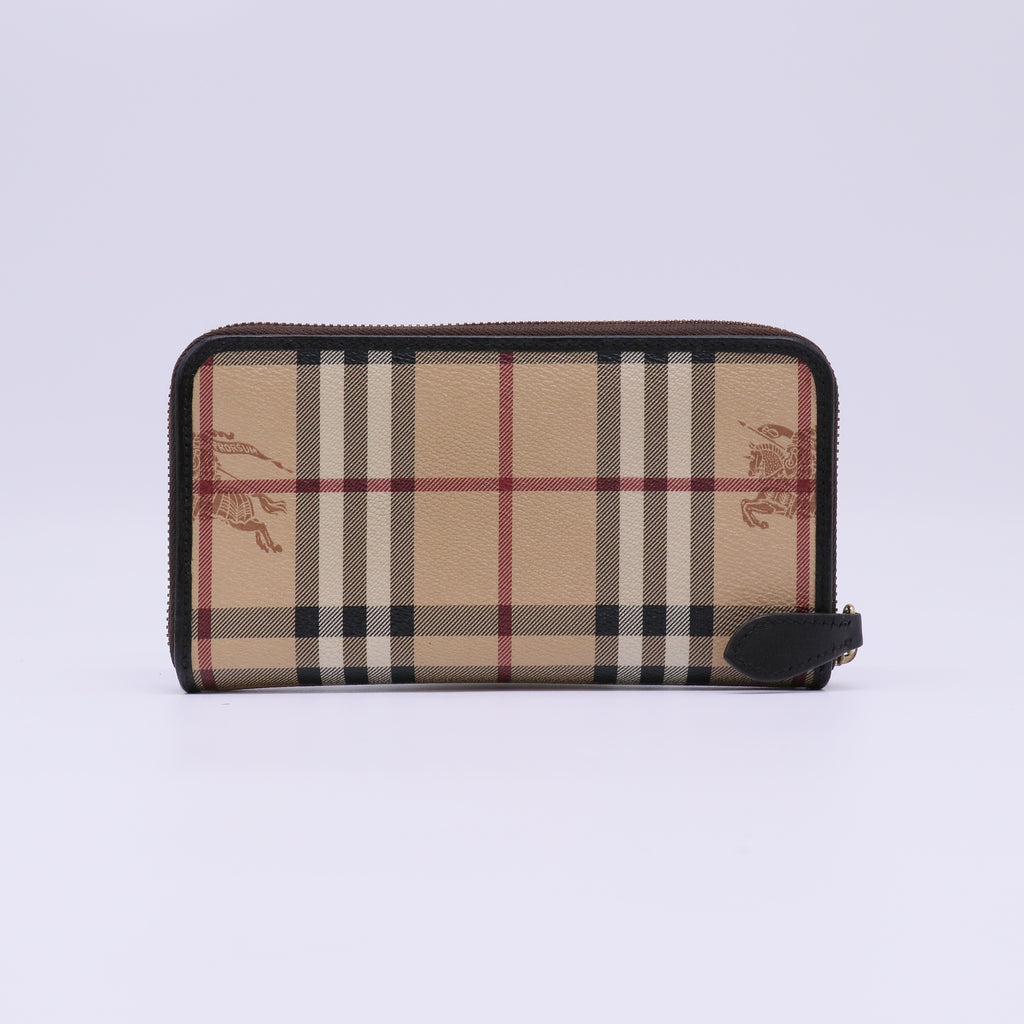 Burberry Haymarket Check Ziggy Zip Around Wallet W22218