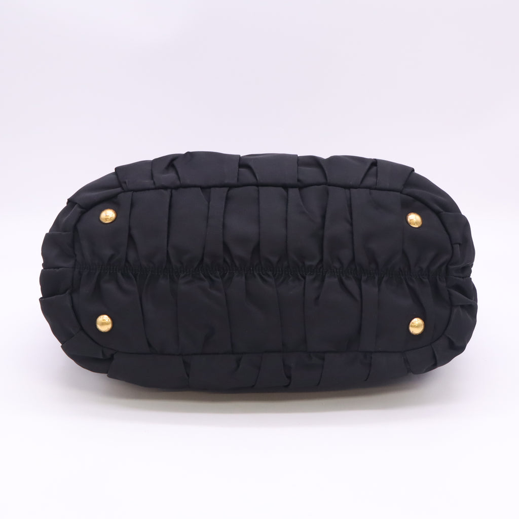 Prada Tessuto Gaufre Ruched Nylon Shopping Tote Bag B24368