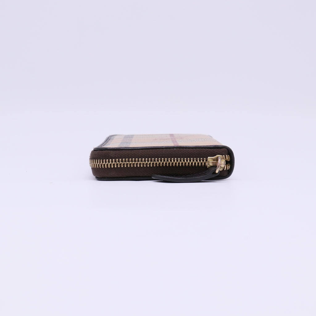 Burberry Haymarket Check Ziggy Zip Around Wallet W22218