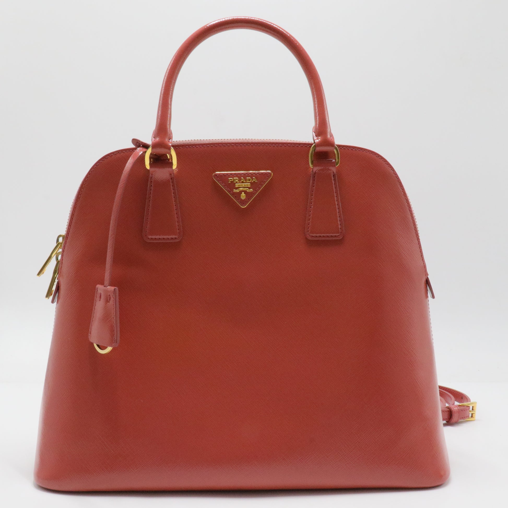 Zip Around Convertible Dome Satchel Vernice Saffiano Leather North South