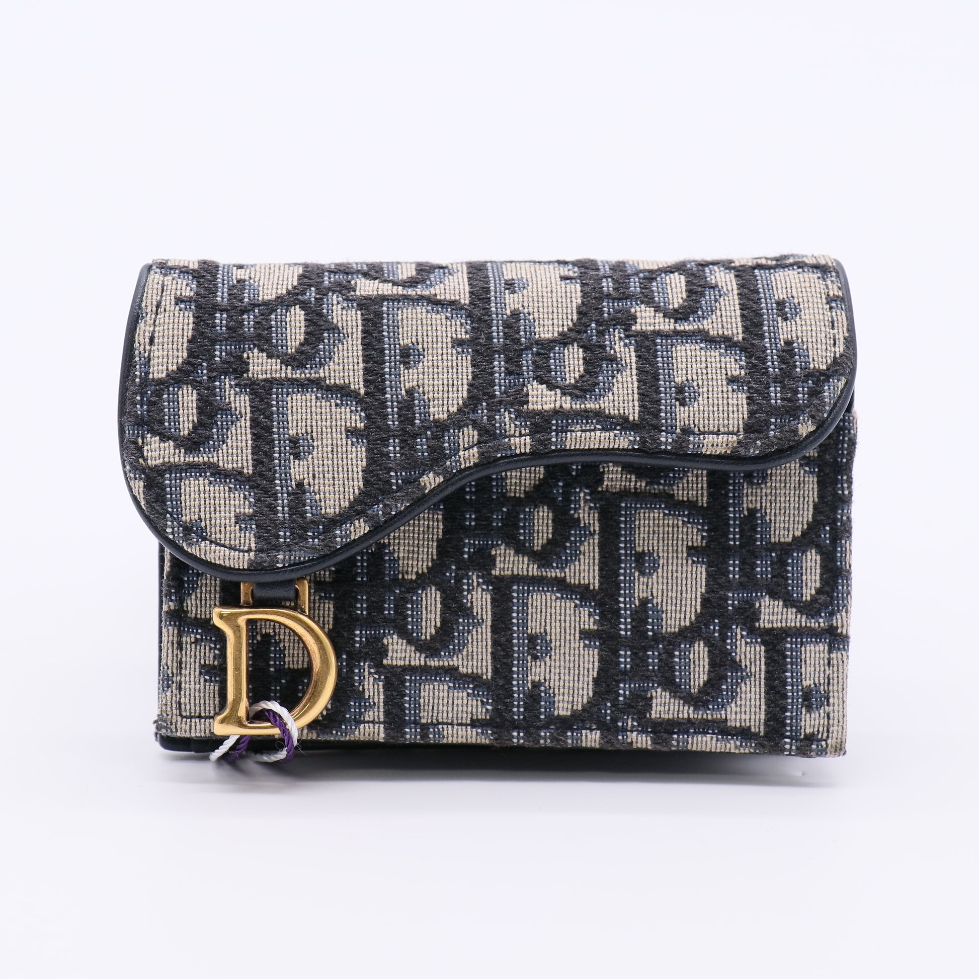 Saddle Flap Zipped Card Holder Oblique Canvas Compact Twins