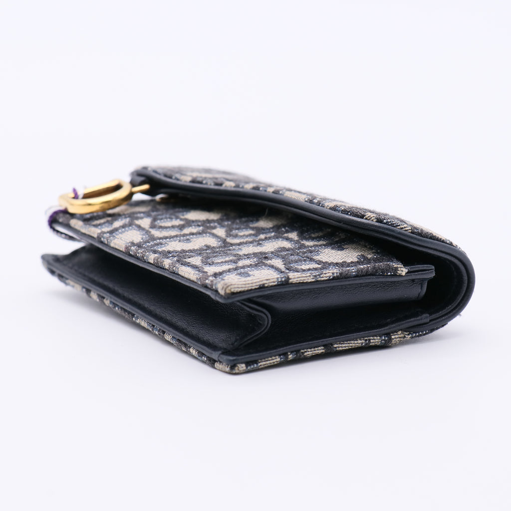 Saddle Flap Zipped Card Holder Oblique Canvas Compact Twins