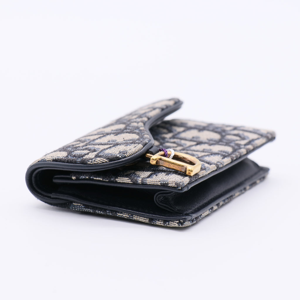 Saddle Flap Zipped Card Holder Oblique Canvas Compact Twins