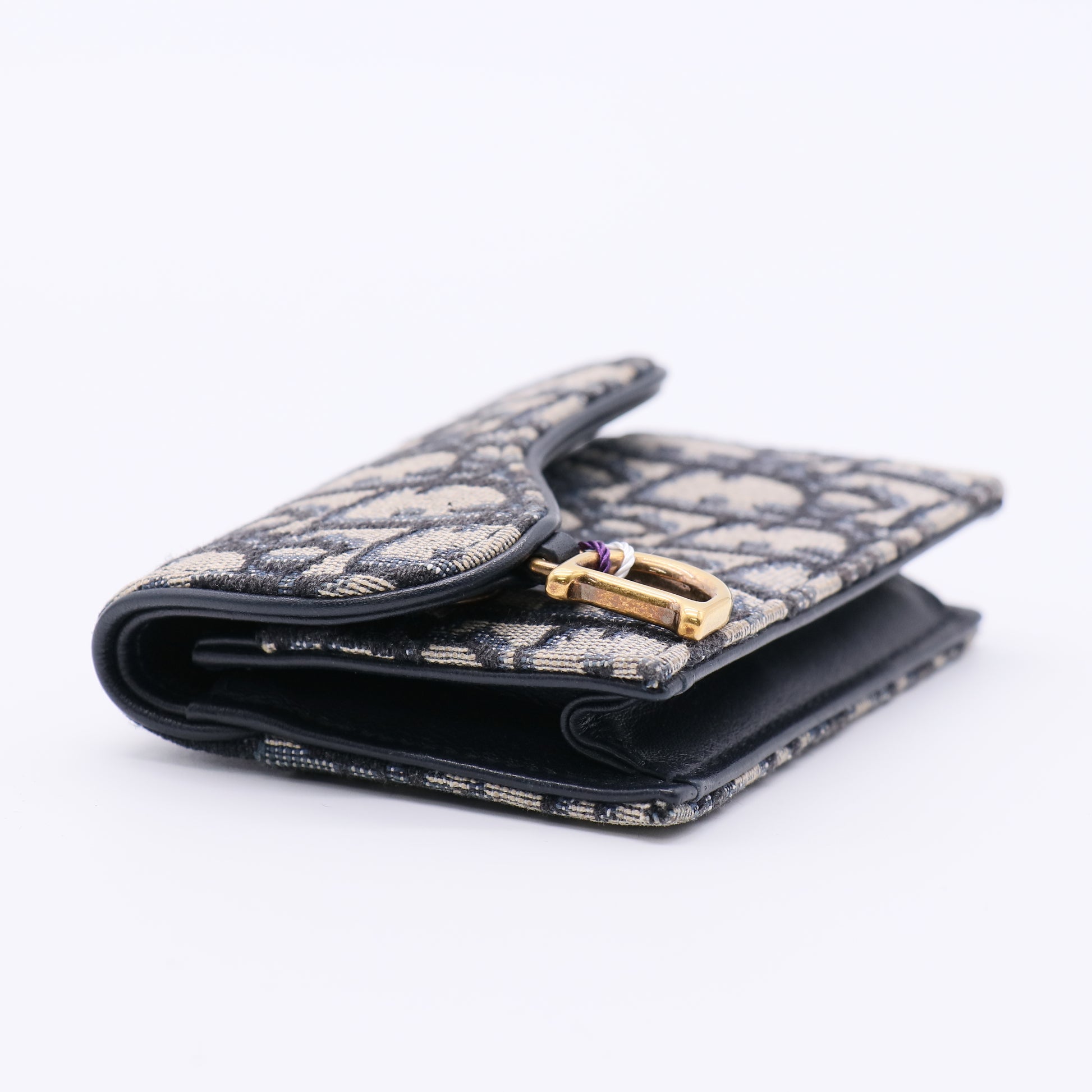 Saddle Flap Zipped Card Holder Oblique Canvas Compact Twins