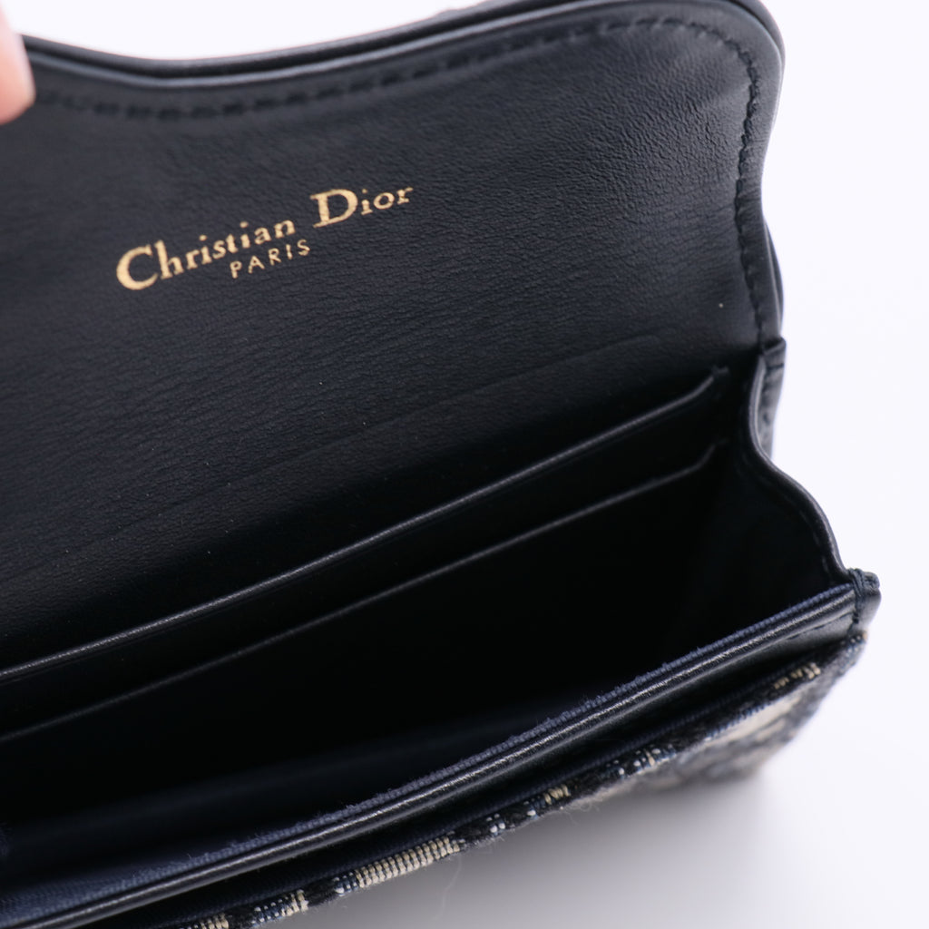 Saddle Flap Zipped Card Holder Oblique Canvas Compact Twins