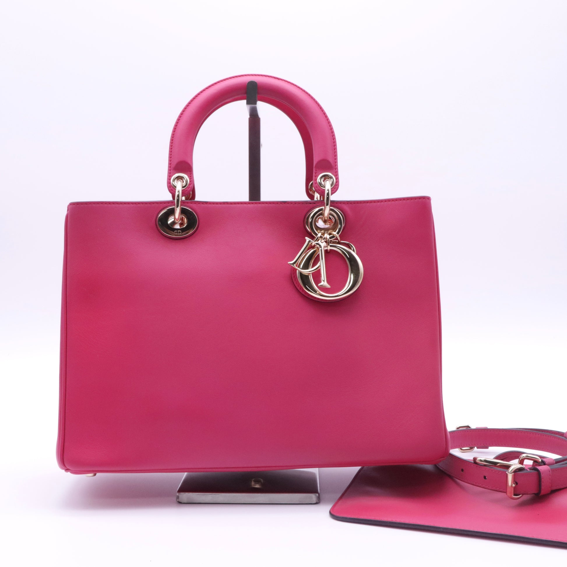 Smooth Calfskin Medium Diorissimo Tote Fuchsia twins