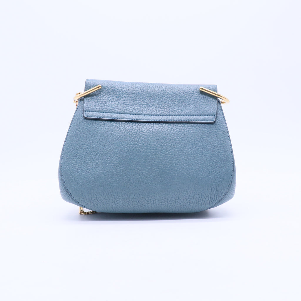 Light Blue Pebbled Leather Mini Drew Bag B21464