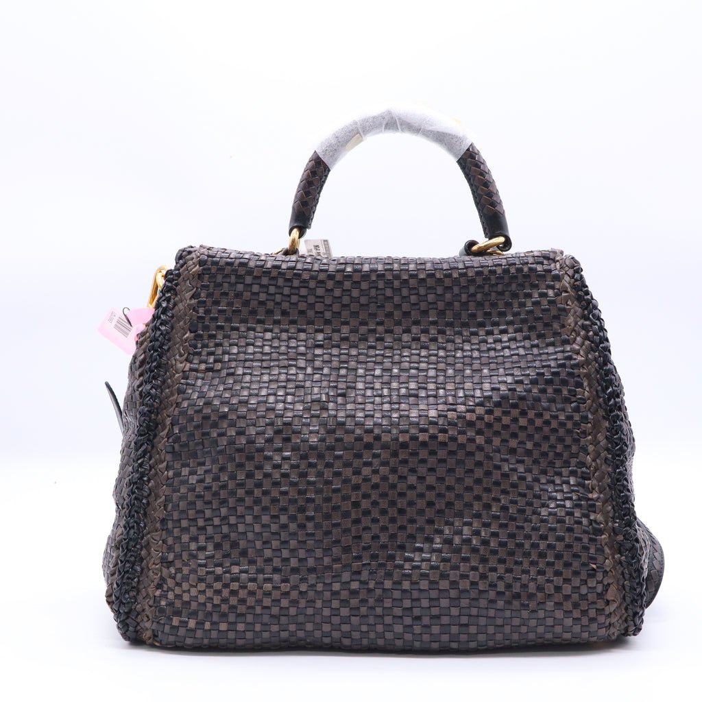 Prada Madras Leather Top Handle Bag Twins LDJ3882