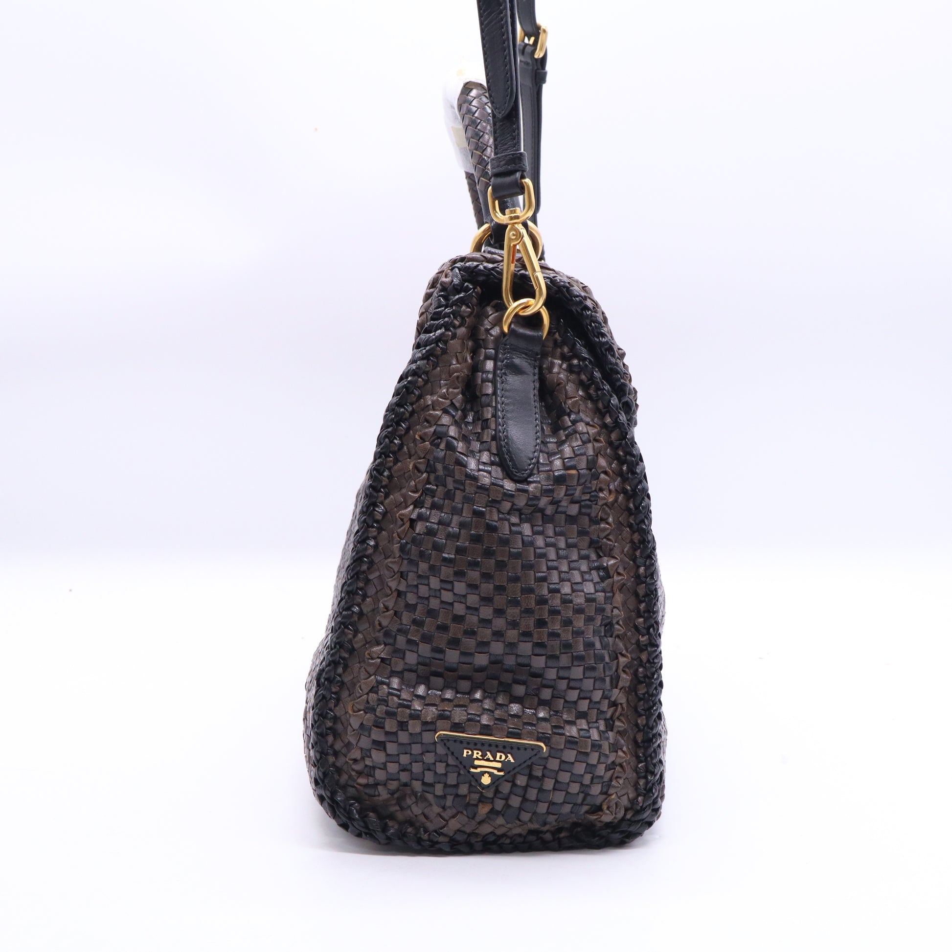 Prada Madras Leather Top Handle Bag Twins LDJ3882