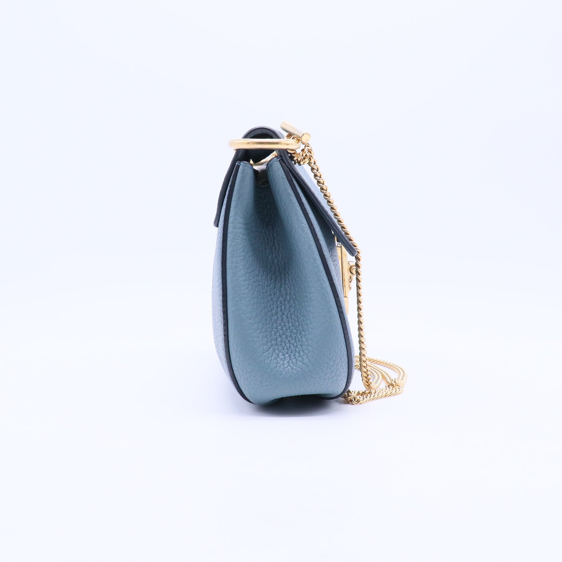 Light Blue Pebbled Leather Mini Drew Bag B21464
