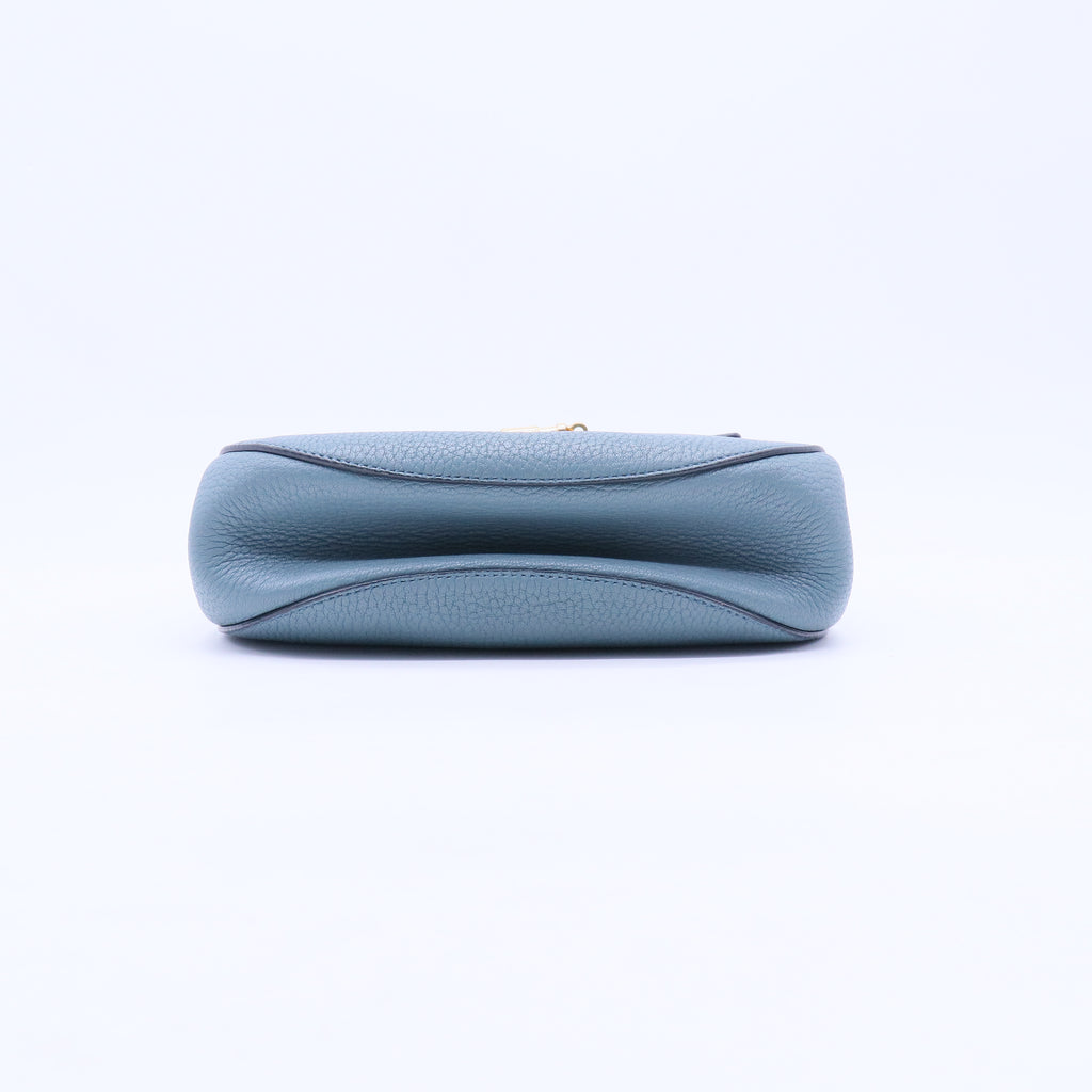 Light Blue Pebbled Leather Mini Drew Bag B21464