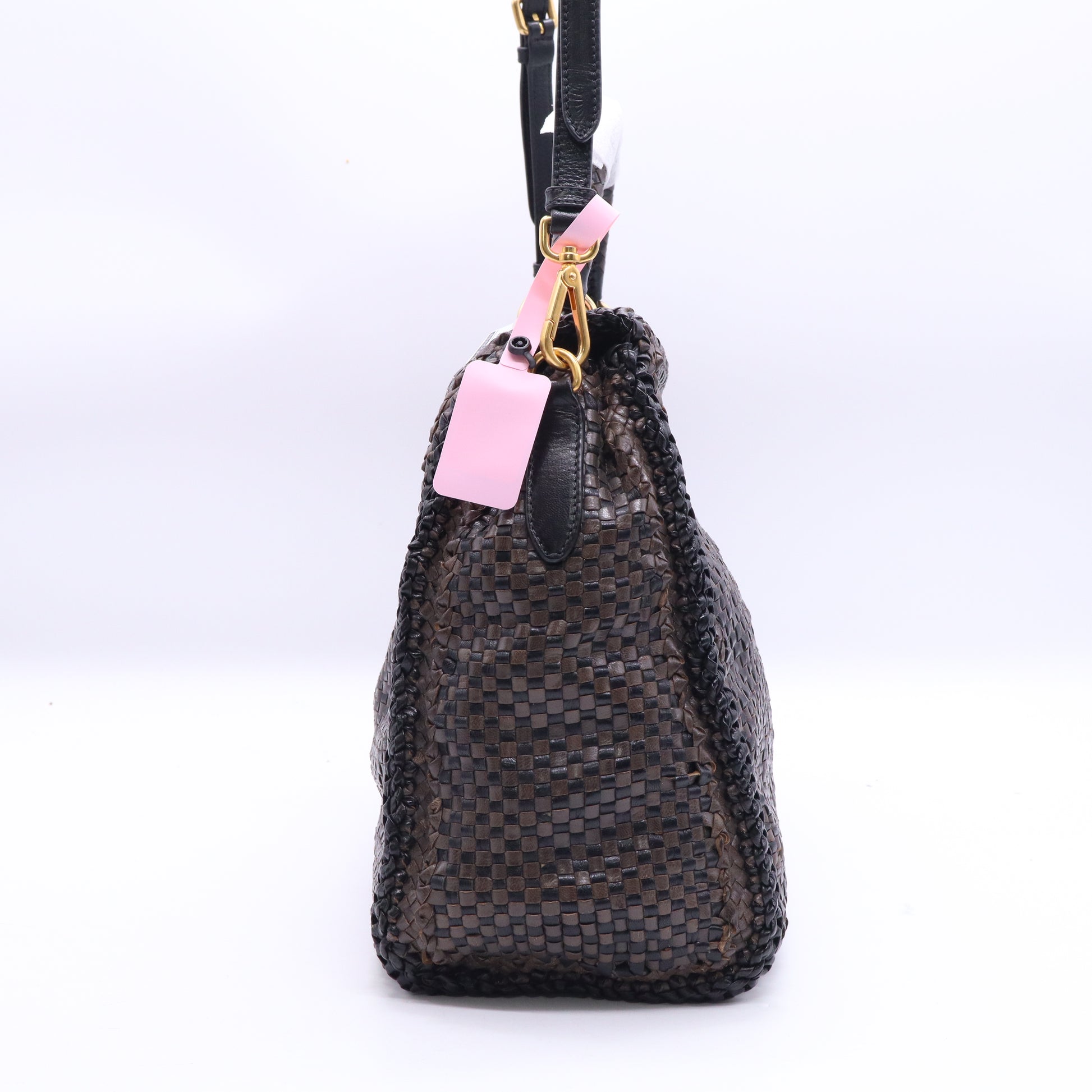 Prada Madras Leather Top Handle Bag Twins LDJ3882