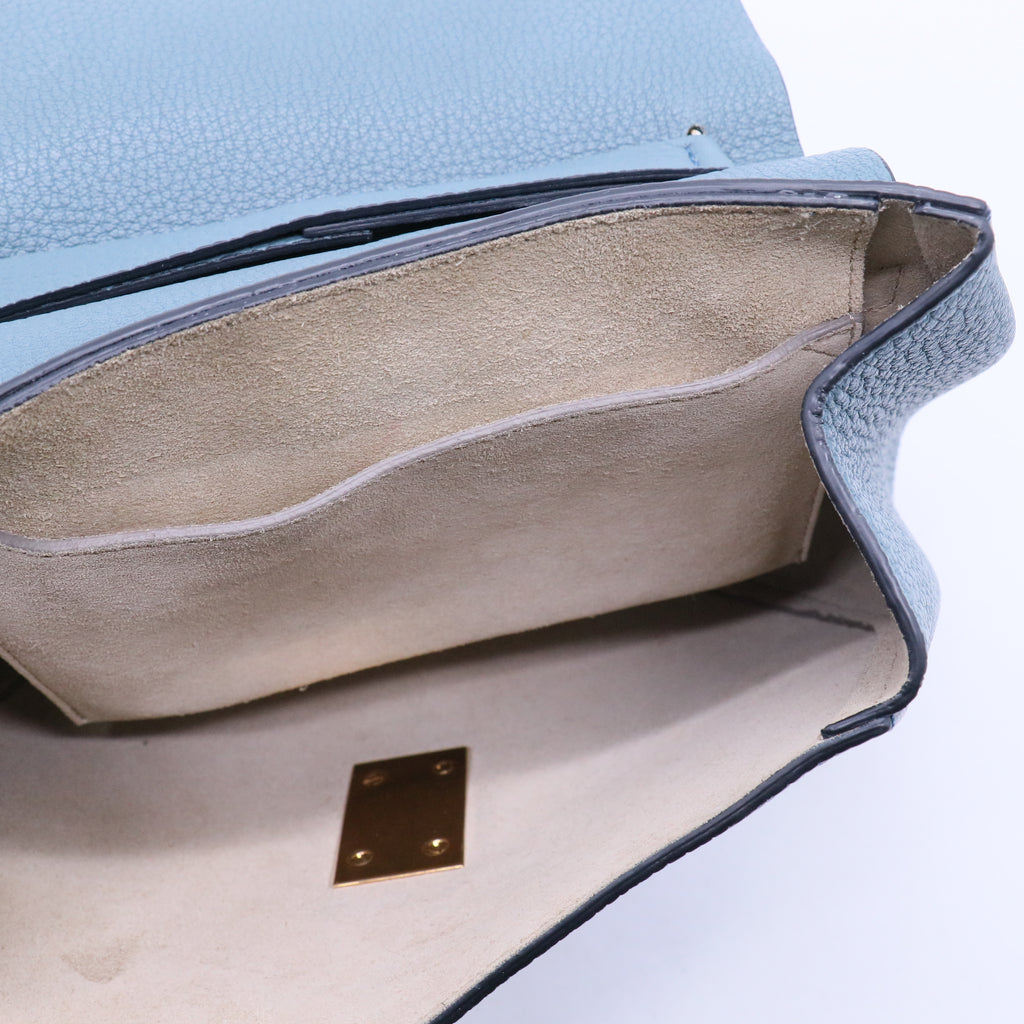 Light Blue Pebbled Leather Mini Drew Bag B21464
