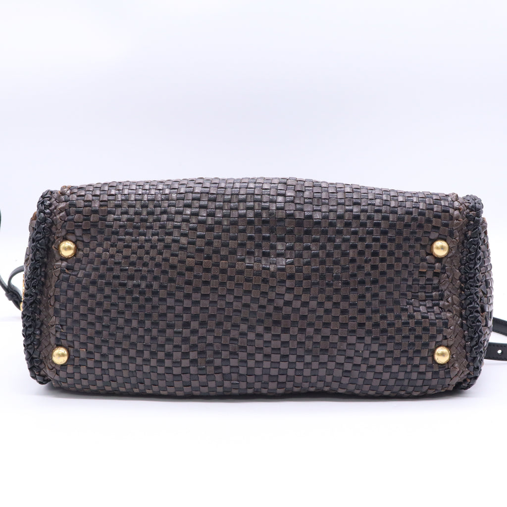 Prada Madras Leather Top Handle Bag Twins LDJ3882