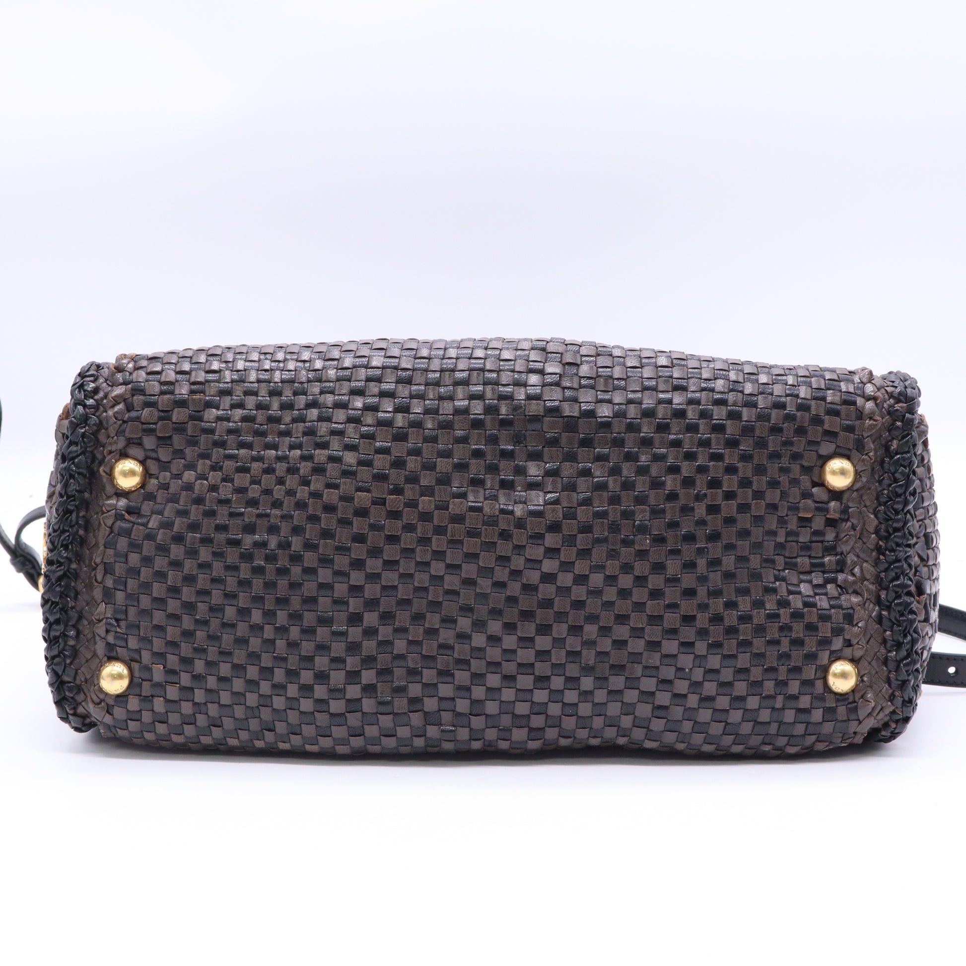 Prada Madras Leather Top Handle Bag Twins LDJ3882