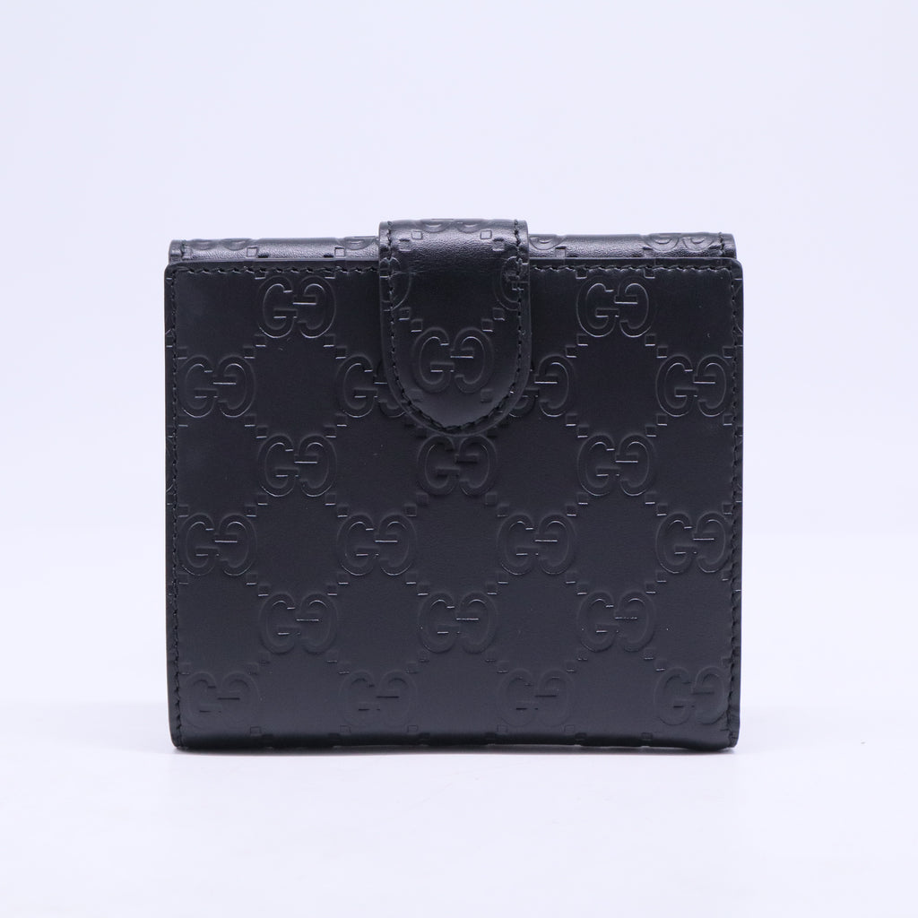 Black Guccissima Leather Interlocking G French Wallet W20505
