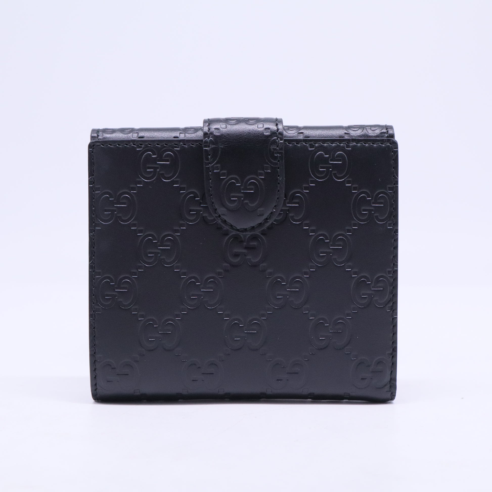 Black Guccissima Leather Interlocking G French Wallet W20505