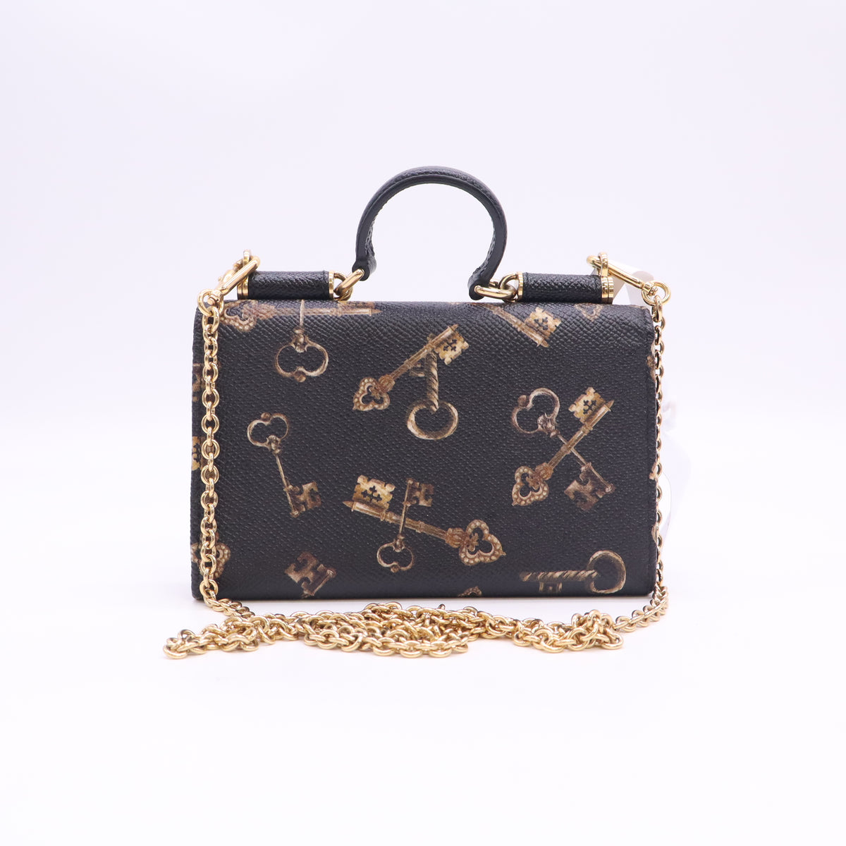 Dauphine Print Mini Miss Sicily Chain Phone Case Wallet Brown Black B24488