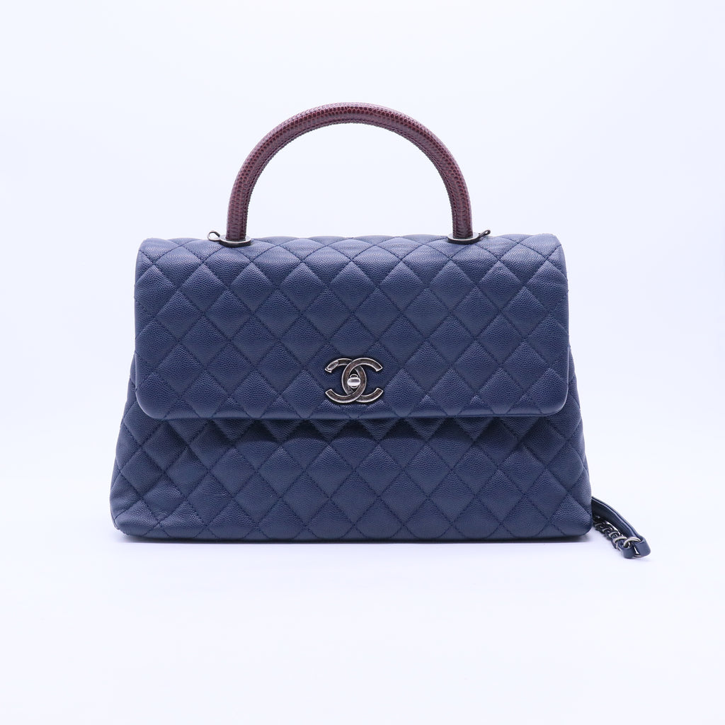 Coco Top Handle Bag Quilted Caviar Medium B21461