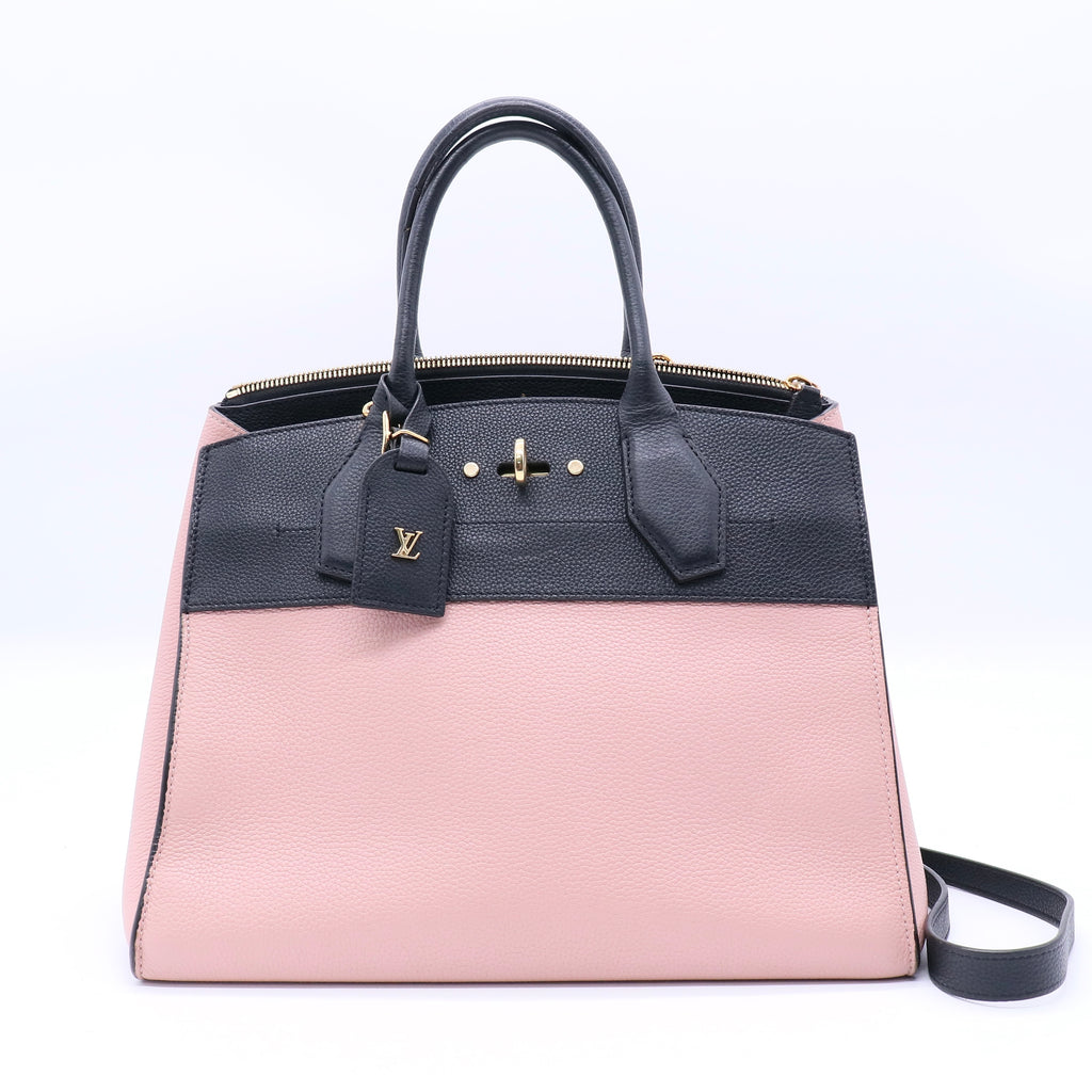 Louis Vuitton Pink/Black Pebbled Leather City Steamer MM Bag Twins LDJ3289