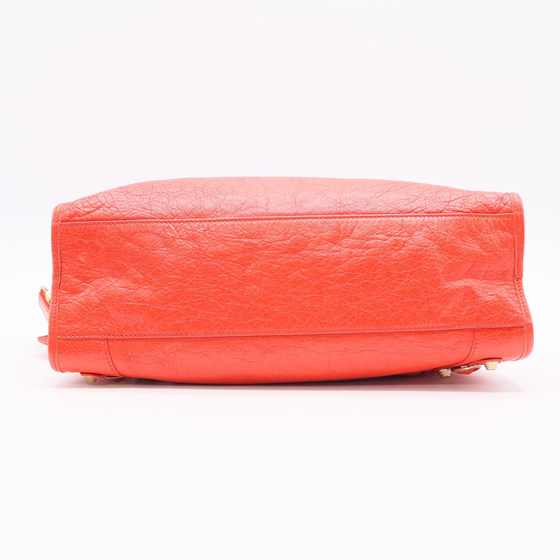 Rose Corail Lambskin Leather Giant Gold Motorcycle City Bag Twins LDJ2507