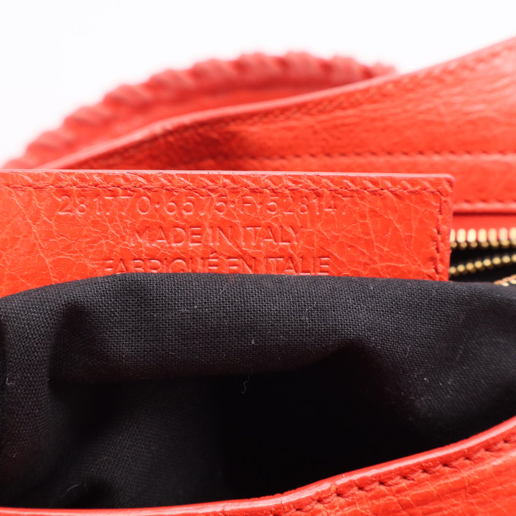 Rose Corail Lambskin Leather Giant Gold Motorcycle City Bag Twins LDJ2507