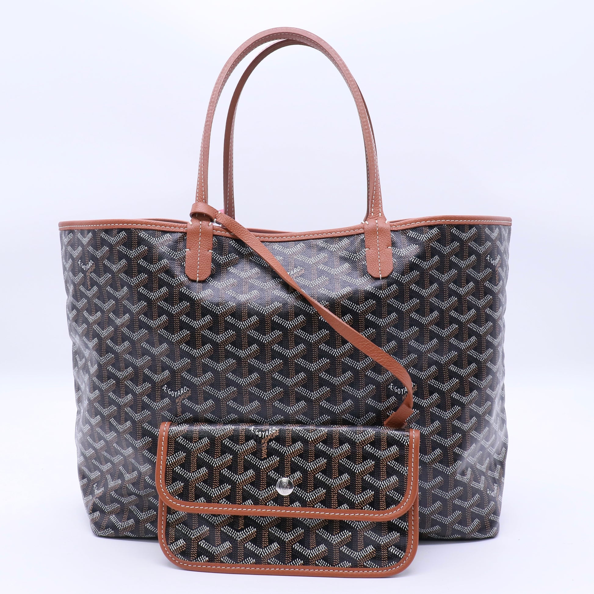 Goyard Black Chevron Print Coated Canvas St. Louis PM Tote Bag Twins LDJ3310