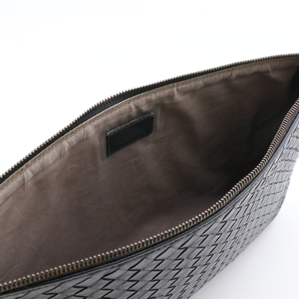 Nappa Intrecciato Zip Pouch Black Gisel