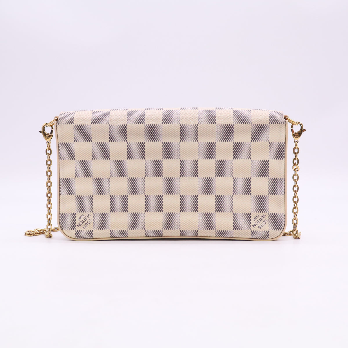 Damier Azur Pochette Felicie Chain Wallet Rose Ballerine B24421