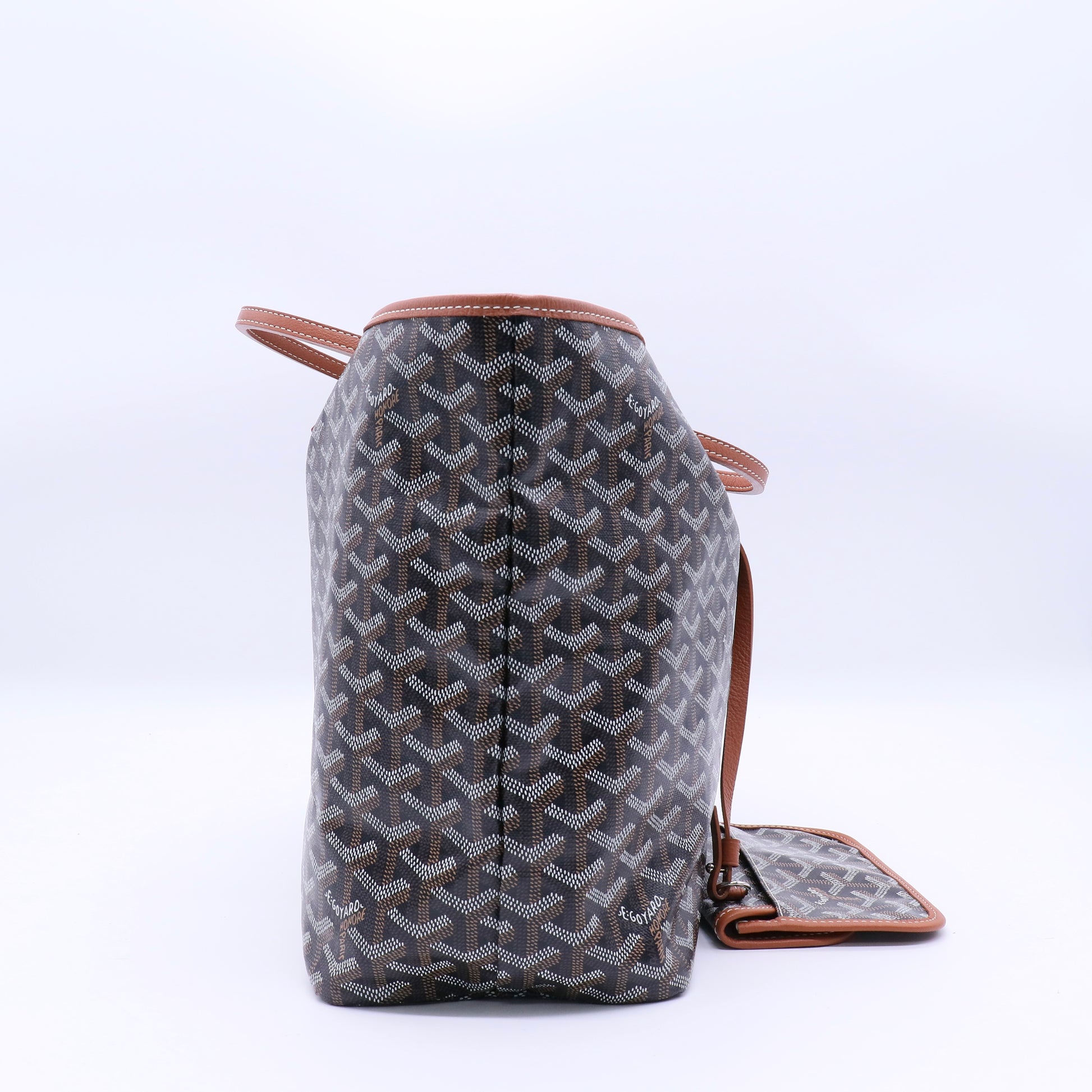 Goyard Black Chevron Print Coated Canvas St. Louis PM Tote Bag Twins LDJ3310